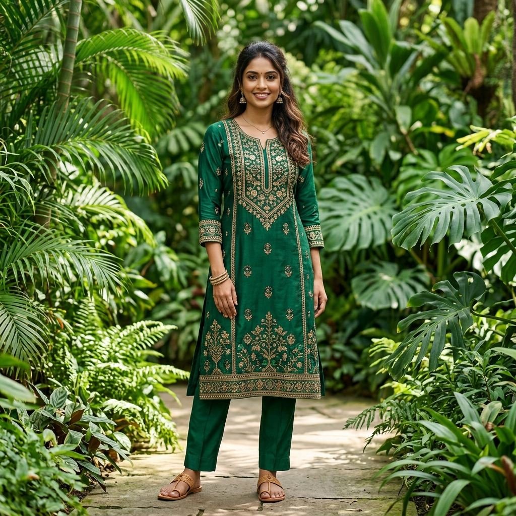 Kurti with Bottom — Artisan Embroidered Top